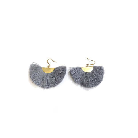 Fan Tassel Earrings (Grey)