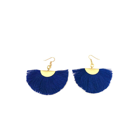Fan Tassel Earrings (Blue)